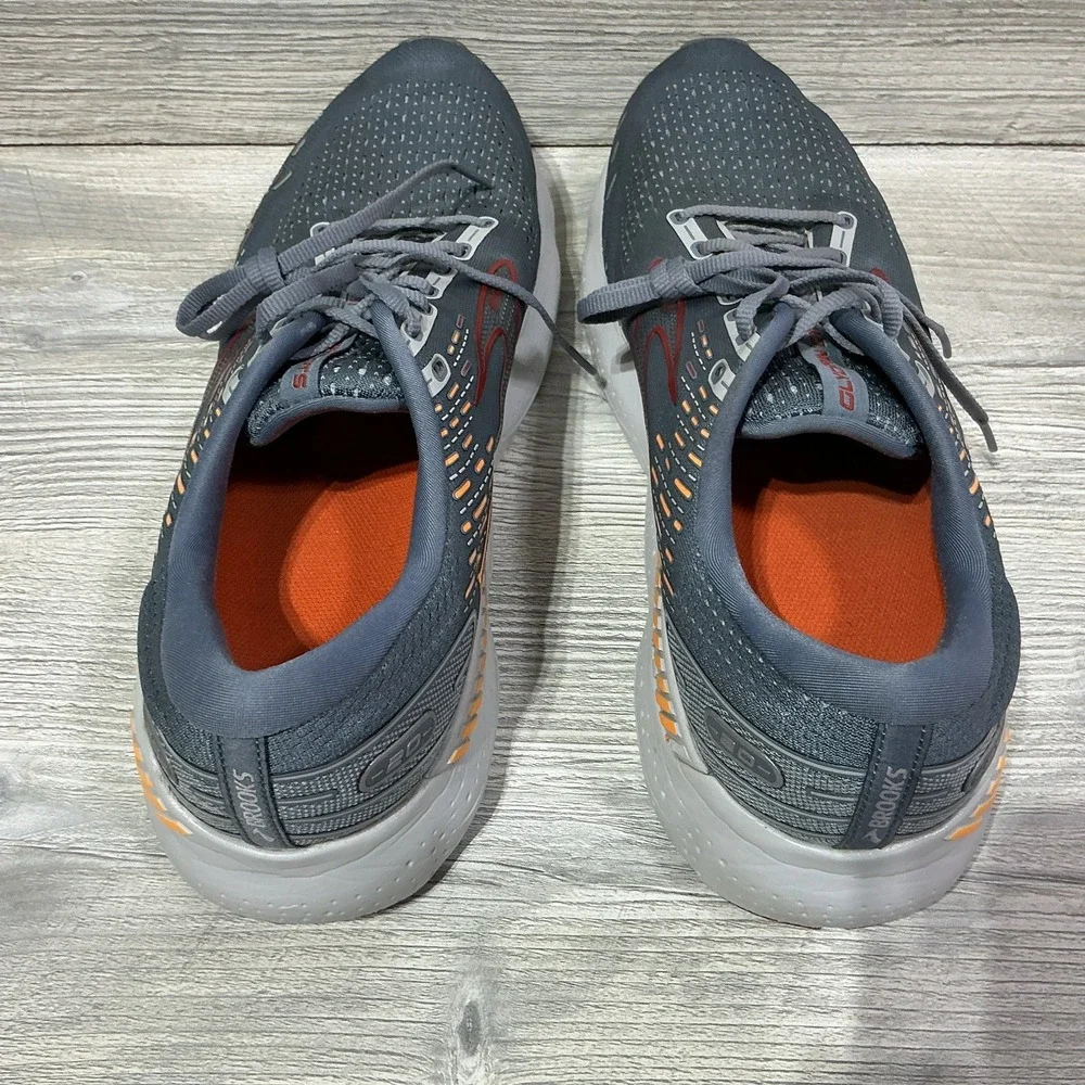 Brooks Glycerin 20 Mens Size 14 D Gray Orange Athletic Running Shoes Sneakers